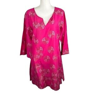 Peppermint Bay Pink Metallic Silver & Gold V-Neck Cover Up Size Large New!